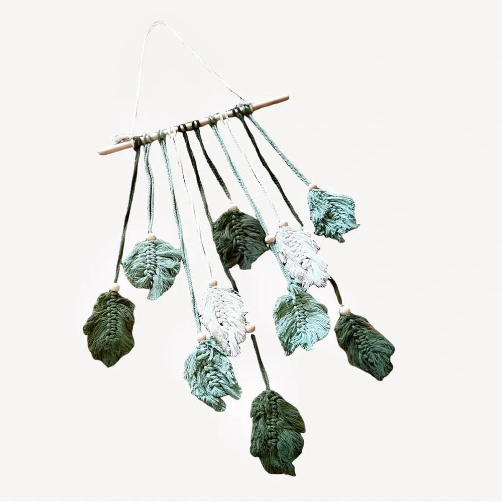 Handcrafted Leaf Wall Hanging Decor - Green and Blue